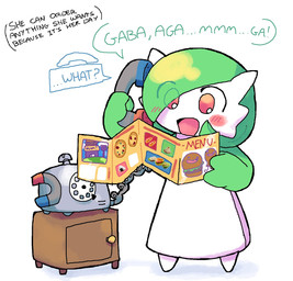 blush electronics featureless_feet feet female hair hair_over_eye humanoid_pointy_ears open_mouth phone pointy_ears simple_background solo text white_background melfunnysmell nintendo pokemon gaba_(melfunnysmell) gardevoir generation_3_pokemon humanoid pokemon_(species) english_text hi_res
