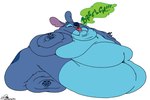 blue_body blue_fur blue_nose burping fur male morbidly_obese obese open_mouth overweight solo weight_gain xanderdwulfe disney lilo_and_stitch stitch_(lilo_and_stitch) alien experiment_(lilo_and_stitch)