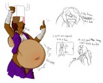 anthro belly belly_expansion belly_inflation bodily_fluids bottomwear bottomwear_down burping clothed clothing drooling expansion female gesture glunk_(sound_effect) hand_gesture inflation middle_finger neck_bulge pants pants_down partially_clothed profanity saliva sloshing_belly solo stuffing swallowing text squeakoverflow delta_(squeakoverflow) lagomorph leporid mammal rabbit absurd_res english_text hi_res