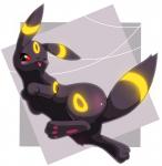 abstract_background ambiguous_gender black_body black_fur blush feral fur glistening glowing looking_at_viewer markings one_eye_closed pawpads paws red_eyes simple_background solo tongue tongue_out wink yellow_markings ten tenli nintendo pokemon canid canine eeveelution generation_2_pokemon mammal pokemon_(species) umbreon 2011