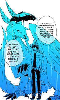 chivalry claws cute dragon english_text female holding_object holding_umbrella horn human interspecies larger_female male mammal raining romantic sanzo size_difference smaller_male text translated umbrella wings

Rating: Safe
Score: 33
User: MidoriTranslates
Date: October 13, 2015