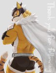 anthro butt cape clothing eyebrows looking_back male mask muscular muscular_anthro muscular_male solo spandex superhero thick_eyebrows tight_clothing toratruck9 lifewonders live_a_hero ryekie_(live_a_hero) felid mammal pantherine tiger absurd_res hi_res