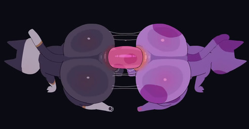 all_fours anal anal_fluids anal_juice_on_dildo anal_kiss anal_penetration anal_tugging anthro anus ass_to_ass balls big_butt black_background bodily_fluids butt dildo dildo_in_ass dildo_insertion double_dildo duo femboy fur genitals heart_symbol huge_butt male male/male markings nude nude_anthro nude_male object_in_ass penetration penis pink_dildo puffy_anus purple_body purple_fur sex_toy sex_toy_in_ass sex_toy_insertion sharing_dildo sharing_sex_toy simple_background tail thick_thighs wide_hips nu9mo sound_warning animal_crossing nintendo bob_(animal_crossing) punchy_(animal_crossing) domestic_cat felid feline felis mammal 2025 2d_animation animated frame_by_frame short_playtime sound