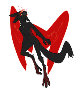 anthro black_body black_fur cheek_tuft facial_tuft featureless_crotch fur leg_tuft male mouth_closed multi_ear multi_eye neck_tuft nude pupils red_body red_pupils red_sclera red_wings simple_background solo tuft unsigned white_background wings yellow_eyes corzh77 species_request absurd_res full-length_portrait hi_res portrait