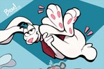 3_toes anatomically_inaccurate anatomically_inaccurate_pawpads anthro bottomless butt clothed clothing cotton_tail eyebrows featureless_butt featureless_crotch feet foot_focus fur half-closed_eyes long_ears looking_at_viewer lying male mascot monobutt narrowed_eyes null pawpads paws pink_nose pink_pawpads pose raised_eyebrow seductive simple_background smile smirk smug solo teasing teasing_viewer teasing_with_feet toes topwear white_body white_fur braeburned general_mills trix trix_rabbit lagomorph leporid mammal rabbit 2024 hi_res