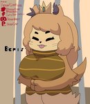 anthro big_breasts blush breasts crown eyes_closed female fur headgear sharp_teeth solo teeth tongue tongue_out whiskers hendersimp princess_and_conquest towergirls dog_princess canid canine canis domestic_dog mammal hi_res