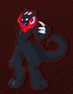 anthro biped black_body black_fur black_outline brown_background brown_outline claw_fingers curved_horn dotted_background empty_eyes featureless_crotch fur gradient_background horn male mane outer_highlight outline pattern_background simple_background solo standing tongue tongue_out anonymous_artist yin wickerbeast digital_media_(artwork) full-length_portrait hi_res portrait