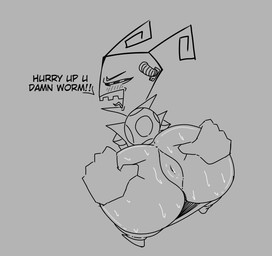 angry anus bodily_fluids butt female puffy_anus solo spread_butt spreading sweat sweaty_butt thatgoatdude invader_zim nickelodeon tak_(invader_zim) alien humanoid irken hi_res monochrome