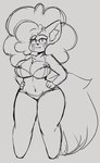 anthro big_breasts big_ears big_hair bow_bra bra breasts chest_tuft clothing eyewear female front_view glasses hair hands_on_hips inner_ear_fluff navel panties simple_background small_waist solo standing tail tuft underwear wearing_glasses wide_hips marysquid mary_(marysquid) felid feline mammal 2023 digital_drawing_(artwork) digital_media_(artwork) monochrome portrait sketch