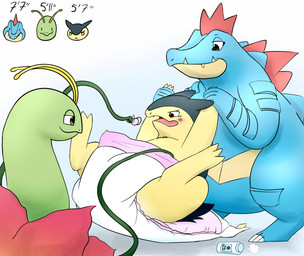 3_toes 4_fingers ageplay ambiguous_gender angry antennae_(anatomy) anthro baby_powder blue_body blue_fur blush blush_lines bodily_fluids claws container diaper diaper_change embarrassed expression_avatar fangs feet feral finger_claws fingers forced frown fur gradient_background green_body group height_comparison holding_arms holding_wrists looking_down looking_down_at_partner multicolored_body multicolored_fur narrowed_eyes open_mouth pacifier pink_pacifier red_spikes roleplay simple_background sitting smile standing tears teeth tentacles toe_claws toes trio vine_tentacles white_claws white_diaper yellow_antennae yellow_body yellow_fur fang29 nintendo pokemon feraligatr generation_2_pokemon meganium pokemon_(species) typhlosion 2021 hi_res