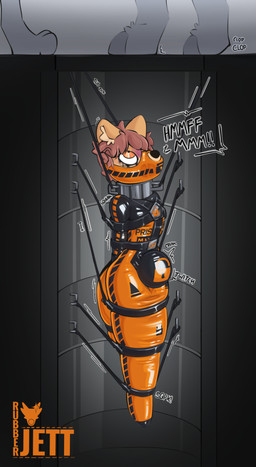 arms_tied arms_tied_behind_back bdsm bondage bound bulge chastity_bulge chastity_device chest_harness clothing collar encasement femboy gag gagged group harness helpless hidden latex latex_clothing latex_skinsuit legs_tied lock lock_bulge lock_symbol null null_bulge oubliette prison prisoner restrained restricted sack skinsuit solo_focus suspension suspension_bondage tight_clothing trio tunnels underground rubberjett canid canine fox mammal hi_res