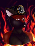 anthro armor badge fire firefighter firefighter_helmet headgear helmet looking_at_viewer male pose posing_for_picture shadakit solo blaze_wolf canid canine canis mammal wolf hi_res