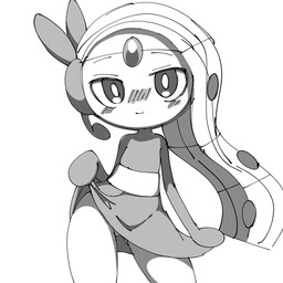 biped blush blush_lines butt butt_from_the_front clothed clothing clothing_lift dress dress_lift female flat_chested forehead_gem front_view gem hair long_hair looking_at_viewer mitten_hands pear-shaped_figure pseudo_clothing pseudo_dress sash seductive short simple_background smile smiling_at_viewer solo standing white_background wide_hips noye nintendo pokemon generation_5_pokemon humanoid legendary_pokemon meloetta meloetta_(aria_form) pokemon_(species) 1:1 2025 digital_media_(artwork) greyscale hi_res monochrome portrait sketch three-quarter_portrait