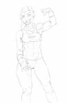 abs clothing female gloves handwear looking_at_viewer midriff muscular muscular_female muscular_humanoid simple_background solo white_background hatebit ben_10 cartoon_network attea alien amphibian frog humanoid incursean absurd_res artist_name black_and_white hi_res monochrome sketch