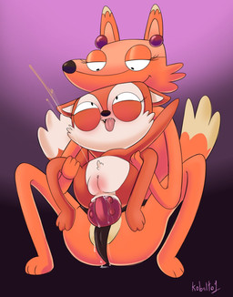 anal anal_penetration anthro anus blush bodily_fluids dildo dildo_in_ass dildo_insertion duo ear_piercing fangs female female/female female_penetrated genital_fluids genitals half-closed_eyes narrowed_eyes object_in_ass peeing_while_penetrated penetration piercing pubes sex sex_toy sex_toy_in_ass sex_toy_insertion size_difference smaller_female strapon strapon_in_ass strapon_sex teeth tongue tongue_out toying_partner urine vaginal_fluids vulva young kobaltoco disney kiff_(series) candle_fox rachel_racona canid canine fox mammal 2025 hi_res