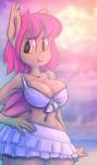 anthro big_breasts bikini breasts cleavage clothed clothing female smile solo swimwear two-piece_swimsuit woofarin hasbro my_little_pony fan_character fruitful_melody bat_pony equid mammal 2018 hi_res