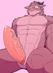 big_penis blush bodily_fluids erection excited_expression genitals horn huge_penis male muscular muscular_male penis simple_background solo vein veiny_penis yokunaiplay mythology purple_(yokunaiplay) dragon mythological_creature mythological_scalie scalie hi_res