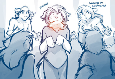 anthro attack bodily_fluids chest_tuft chew_toy clothed clothing ears_back female feral group humor imminent_pain male nervous object_in_mouth pivoted_ears rubber_duck scared simple_background smile sound_effects sweat tongue tongue_out topless toy tuft white_background white_eyes conditional_dnp tom_fischbach twokinds evals mrs._nibbly natani raine_silverlock sythe_(twokinds) zen_(twokinds) canid canine canis domestic_dog keidran mammal rodent sciurid tree_squirrel wolf 2017 adobe_photoshop_(artwork) digital_media_(artwork) hi_res monochrome sketch trans_(lore) trans_man_(lore)