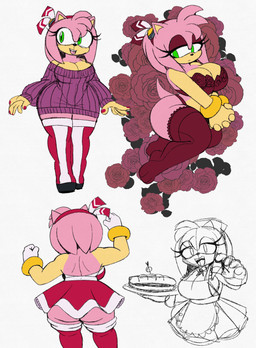 accessory anthro apron big_breasts big_butt boots bra bracelet breasts butt clothing colored_nails dress eyelashes eyeshadow female flexing flower food footwear fur gloves green_eyes hair_accessory hairband handwear huge_breasts jewelry legwear looking_away makeup multiple_poses nails pink_body pink_fur plant pose red_nails rose_(flower) sandwich_(food) shoes solo sweater tail tan_body tan_skin thick_thighs thigh_boots thigh_highs thong topwear underwear wide_hips omegasunburst sega sonic_the_hedgehog_(series) amy_rose eulipotyphlan hedgehog mammal absurd_res hi_res