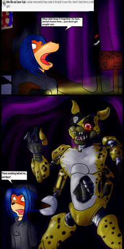 anthro dark duo guard machine male pirate makarimorph five_nights_at_freddy's scottgames bieesha animatronic canid canine cheetah felid feline fox mammal robot digital_media_(artwork) hi_res