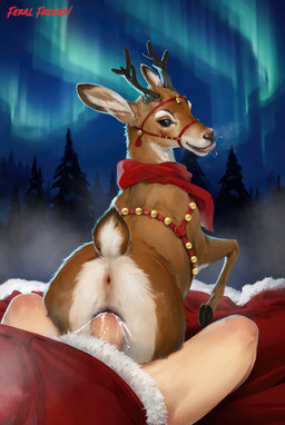 animal_genitalia antlers anus aurora_(phenomenon) bestiality big_butt bodily_fluids bottomless butt clothed clothing cum cum_in_vagina cum_inside duo erection faceless_character faceless_human faceless_male female female_focus female_penetrated feral feral_focus feral_penetrated fur genital_fluids genitals holidays horn human_on_feral human_penetrating human_penetrating_feral interspecies male male/female male_penetrating male_penetrating_female penetration penile penile_penetration penis penis_in_vagina sex solo_focus tail topwear vaginal vaginal_penetration vulva aaorin feral_frenzy christmas santa_claus cervine deer human mammal new_world_deer reindeer hi_res
