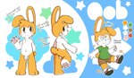 anthro balls blush clothing foreskin fur genitals male orange_body orange_fur penis solo text young young_anthro young_male oob oob_(character) lagomorph leporid mammal rabbit hi_res