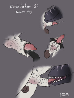 ambiguous_gender animal_genitalia balls bestiality bodily_fluids brown_balls cum cumshot duo ejaculation feral fur genital_fluids genitals grey_background grey_body grey_fur licking male male/ambiguous male_feral open_mouth oral penile penis penis_lick penis_tip red_penis sex sheath sheath_play side_view simple_background tongue white_body white_fur white_sheath sketchy_shelby kour_(sketchy_shelby) canid canine dinosaur dromaeosaurid mammal prehistoric_species reptile saurischian scalie theropod 2025 3:4 dated hi_res signature sketch_page