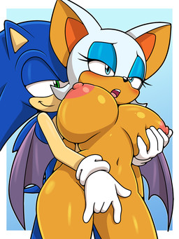 anthro areola big_breasts blush breast_grab breasts clothing duo eyelashes eyeshadow female fingering fingering_partner fur gloves green_eyes hair half-closed_eyes hand_on_breast handwear makeup male male/female membrane_(anatomy) membranous_wings narrowed_eyes navel nipples nude open_mouth sex simple_background smile standing teeth tongue vaginal vaginal_fingering wings sonicguru sega sonic_the_hedgehog_(series) rouge_the_bat sonic_the_hedgehog bat eulipotyphlan hedgehog mammal 3:4 digital_media_(artwork) hi_res