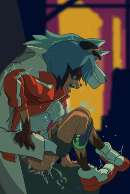 5_fingers ambiguous_penetration anthro anthro_on_anthro anthro_penetrated anthro_penetrating anthro_penetrating_anthro black_body black_nose blue_body blue_fur blue_hair blush bodily_fluids bottomwear breasts brown_body brown_fur butt clenched_teeth clothed clothing coat crying cum cum_inside duo female female_penetrated fingers footwear fur genital_fluids genitals gloves hair hand_on_arm hand_on_leg handwear jacket male male/female male_penetrating male_penetrating_female multicolored_body multicolored_fur multicolored_hair open_mouth penetration penis questionable_consent rough_sex sex shaking shoes short_hair sweat tears teeth tongue tongue_out topwear wet wet_clothing white_body white_fur ctfbm brand_new_animal studio_trigger michiru_kagemori shirou_ogami canid canine canis mammal raccoon_dog tanuki wolf 2020