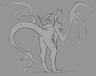 anthro arm_on_knee arm_on_leg arms_on_knees arms_on_legs bent_over butt butt_focus horn looking_at_viewer male naughty_face nude nude_anthro nude_male pigtails pose raised_head raised_tail rear_view sexy_eyes simple_background slim slim_anthro slim_male smile smiling_at_viewer solo spine spread_legs spread_wings spreading standing tail tongue tongue_out wings two_albino_crows mythology beryoza_(uksus) dragon mythological_creature mythological_scalie scalie digital_media_(artwork) full-length_portrait greyscale hi_res monochrome pinup portrait sketch