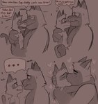age_difference anthro bodily_fluids bowserboy101 bulge bulge_frottage caleb_(bowserboy101) dialogue domestic_cat duo ears_down embarrassed embrace english_text erection eyes_closed father_(lore) father_and_child_(lore) father_and_son_(lore) felid feline felis frank_(bowserboy101) heart_symbol hi_res incest_(lore) incestuous_temptation kissing laugh love male male/male mammal mature_anthro mature_male monochrome motion_lines muscular muscular_male onomatopoeia parent_(lore) parent_and_child_(lore) parent_and_son_(lore) pivoted_ears purring raised_tail realization romantic romantic_ambiance romantic_couple shirtless shirtless_male siamese simple_background son_(lore) sound_effects stated_incest sweat sweatdrop tail text tickling unwanted_erection