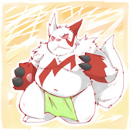 anthro asian_clothing belly clothing east_asian_clothing fundoshi fur japanese_clothing kemono male navel overweight overweight_anthro overweight_male pink_nose red_body red_fur solo underwear white_body white_fur snow_utamaru nintendo pokemon generation_3_pokemon pokemon_(species) zangoose 1:1 2015
