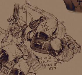 anthro arm_restraints bdsm bodily_fluids body_writing bondage bound braces butt clothing clothing_aside collar cum cum_in_ass cum_in_vagina cum_inside cum_on_butt cum_on_face cum_on_feet disembodied_hand disembodied_penis facial_piercing feet female gag genital_fluids genitals group hair handle_bar hands_behind_back latex latex_clothing latex_legwear latex_thigh_highs legwear male male/female markings nose_piercing open_mouth_gag panties panties_aside pawpads paws penis piercing septum_piercing short_hair soles striped_markings striped_tail stripes tail tail_markings tail_restraint thigh_highs thong toeless_thigh_highs tongue tongue_out trio underwear underwear_aside mourph bren_(mourph) american_opossum mammal marsupial hi_res andromorph_(lore)