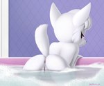 anthro anus bath bathing bathtub black_nose butt female fur genitals hair looking_at_viewer nude partially_submerged purple_eyes pussy raised_tail rear_view smile solo tail water white_body white_fur white_hair young young_anthro young_female devo87 paw_patrol sweetie_(paw_patrol) canid canine canis domestic_dog hunting_dog mammal terrier west_highland_white_terrier 2021 6:5 digital_media_(artwork)