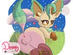 anus ball_tuft balls brown_sclera cloud facial_tuft feral fur genitals grass green_body green_fur heart_symbol leaf leaf_on_head leaf_tail looking_at_viewer looking_back lying male moon night on_side outside pawpads paws plant raised_tail rear_view sky solo star tail tuft demmy nintendo pokemon eeveelution generation_4_pokemon leafeon mammal pokemon_(species) 4:3 hi_res shaded
