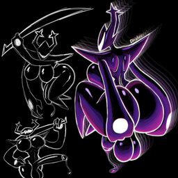 anthro antlers armor balls big_balls big_breasts big_butt big_penis bodily_fluids breast_squish breasts butt butt_grab claws dripping flaccid floating genital_fluids genitals glowing gynomorph hand_on_butt hand_on_hip horn huge_penis intersex melee_weapon penis precum precum_drip precum_string presenting shadow_cum shadow_penis simple_background smile solo squish sword umbraphilia weapon dhalek deltarune undertale_(series) roaring_knight deer humanoid mammal shadow_creature 1:1 absurd_res hi_res sketch