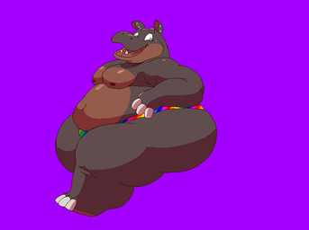 anthro belly big_belly big_butt big_moobs brown_body brown_nipples butt butt_jiggle clothing ear_piercing grey_body grey_eyes huge_belly huge_butt jiggling male moobs nipples open_mouth overweight piercing simple_background solo thong underwear kazecat julian_(kazecat) common_hippopotamus hippopotamid mammal animated animated_gif digital_media_(artwork) pixel_(artwork) pixel_animation short_playtime