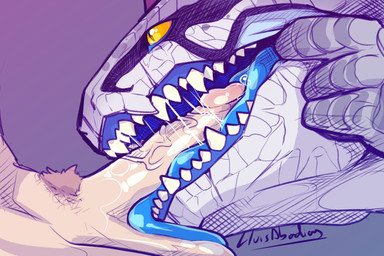 anthro ballsurfing bodily_fluids duo fellatio genital_danger_play genitals human_penetrating humanoid_genitalia humanoid_penis male male/male open_mouth oral penetration penile penis penis_on_tongue pubes saliva sex sharp_teeth showing_teeth teeth tongue lluisabadias dungeons_and_dragons hasbro wizards_of_the_coast yu'hiss human lizardfolk_(dnd) lizardman mammal scalie 2025 absurd_res hi_res
