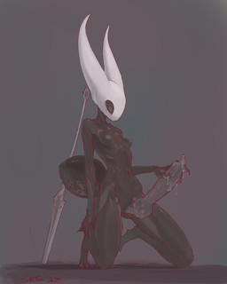 alternate_form animal_genitalia animal_penis anthro arthropod_abdomen black_body breasts canine_genitalia canine_penis crossgender erection ftg_crossgender fti_crossgender genitals grey_background gynomorph intersex kneeling knot knot_root knotted_penis navel nipples non-mammal_breasts non-mammal_navel non-mammal_nipples nude_anthro nude_gynomorph penis simple_background small_breasts solo santafire hollow_knight_(franchise) team_cherry hornet_(hollow_knight) arthropod insect 2025 4:5 hi_res signature