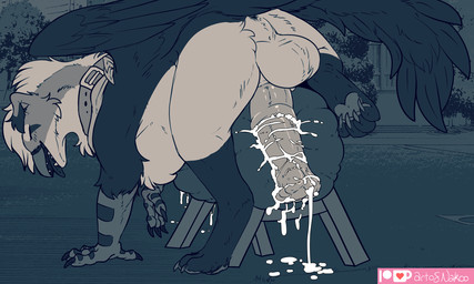 animal_genitalia animal_penis anus balls beak bodily_fluids breeding_mount claws collar cum cum_inside equine_genitalia equine_penis feathers feral genital_fluids genitals male masturbation mount open_mouth paws penis scales sex solo tongue tongue_out wings conditional_dnp nakoo mythology jayce_(arenovas) avian gryphon mythological_avian mythological_creature 2022 5:3 hi_res