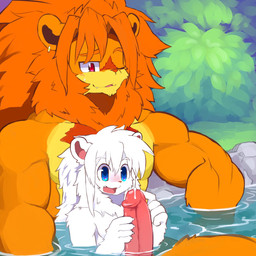 age_difference anthro bath big_muscles blush bodily_fluids duo ear_piercing erection excited fur genital_fluids genitals handjob humanoid_genitalia humanoid_penis larger_male looking_at_genitalia looking_at_penis male male/male mane muscular on_lap one_eye_closed open_mouth partially_submerged penile penis penis_in_face piercing precum sex shota sitting size_difference smaller_male sweat sweatdrop water white_body white_fur young young_anthro young_male whiteleo leo_(whiteleo) pyromane felid lion mammal pantherine 1:1 hi_res father_(lore) father_and_child_(lore) father_and_son_(lore) incest_(lore) parent_(lore) parent_and_child_(lore) parent_and_son_(lore) son_(lore)