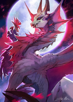 ambiguous_gender claws feral fingers front_view horn looking_at_viewer moon scales smile solo teeth wings juliathedragoncat capcom monster_hunter mythology dragon elder_dragon malzeno mythological_creature mythological_scalie scalie 2026 digital_drawing_(artwork) digital_media_(artwork) hi_res