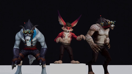 anthro clothed clothing dancing eyewear eyewear_on_head goggles goggles_on_face goggles_on_head group male piercing scarf shirtless topless topless_male trio jackalontherun blizzard_entertainment justin_timberlake warcraft canid mammal vulpera werecanid werecreature worgen 16:9 3d_(artwork) 3d_animation animated digital_media_(artwork) hi_res short_playtime sound video widescreen