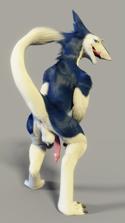 anthro anus balls blue_body blue_fur butt fur genitals looking_at_viewer looking_back looking_back_at_viewer male multicolored_body multicolored_fur nude penis raised_tail solo tail tail_anus thick_tail tongue tongue_out two_tone_body two_tone_fur white_body white_fur arceronth sergal 3d_(artwork) 4k 9:16 absurd_res digital_media_(artwork) hi_res
