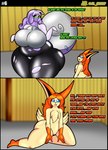 absurd_res al_gx anthro anthrofied armor big_breasts blue_eyes bottomwear breasts butt_wings clothing comic dialogue dragon duo english_text fan_character female femboy generation_5_pokemon generation_8_pokemon goo_creature goo_hair hair hi_res hisuian_form hisuian_goodra hug lagomorph latex latex_clothing latex_skinsuit legendary_pokemon leporid long_hair male mammal mature_female mythological_creature mythological_scalie mythology nintendo opal_(al_gx) overweight pokemon pokemon_(species) pokemorph pseudo_hair rabbit red_body regional_form_(pokemon) robin_(hazby) rubber_clothing scalie shell skinsuit slightly_chubby slightly_chubby_female story tail text tight_clothing unusual_wing_placement victini wings