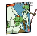 close-up female green_body green_hair green_skin hair nude plant plant_clothing plant_hair pseudo_hair red_eyes solo spread_legs spreading tree_bark tinydevil dryad elemental_creature flora_fauna humanoid absurd_res hi_res