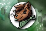 anthro blep brown_body brown_eyes brown_fur fur green_nose green_scarf green_tongue hair inner_ear_fluff looking_at_viewer male scarf simple_background solo tongue tongue_out tuft niveddoesart canid canine canis domestic_dog mammal 3:2 digital_media_(artwork) hi_res