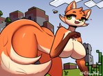 anthro big_breasts breasts detailed_background female fur green_eyes heart_symbol looking_away multicolored_body multicolored_fur multicolored_tail nude orange_body orange_fur outdoor_nudity outside paws solo tail thick_thighs wide_hips aitherheart microsoft minecraft mojang xbox_game_studios canid canine fox fox_(minecraft) mammal hi_res