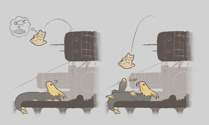 anthro balls belly cannonball_dive claws detailed_background duo erection feral flop genitals humanoid_genitalia humanoid_genitalia_on_feral humanoid_penis humanoid_penis_on_feral imminent_anal jumping long_tongue lying male male/male on_back on_front overweight overweight_male penis question_mark rolling_over size_difference smile tail thought_bubble tongue tongue_out zlut385 rain_world videocult gourmand_(rain_world) lizard_(rain_world) slugcat yellow_lizard_(rain_world) 5:3