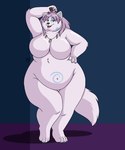 anthro breasts curvy_figure female hair obese overweight solo bigladydragon arctic_fox canid canine fox mammal true_fox 5:6